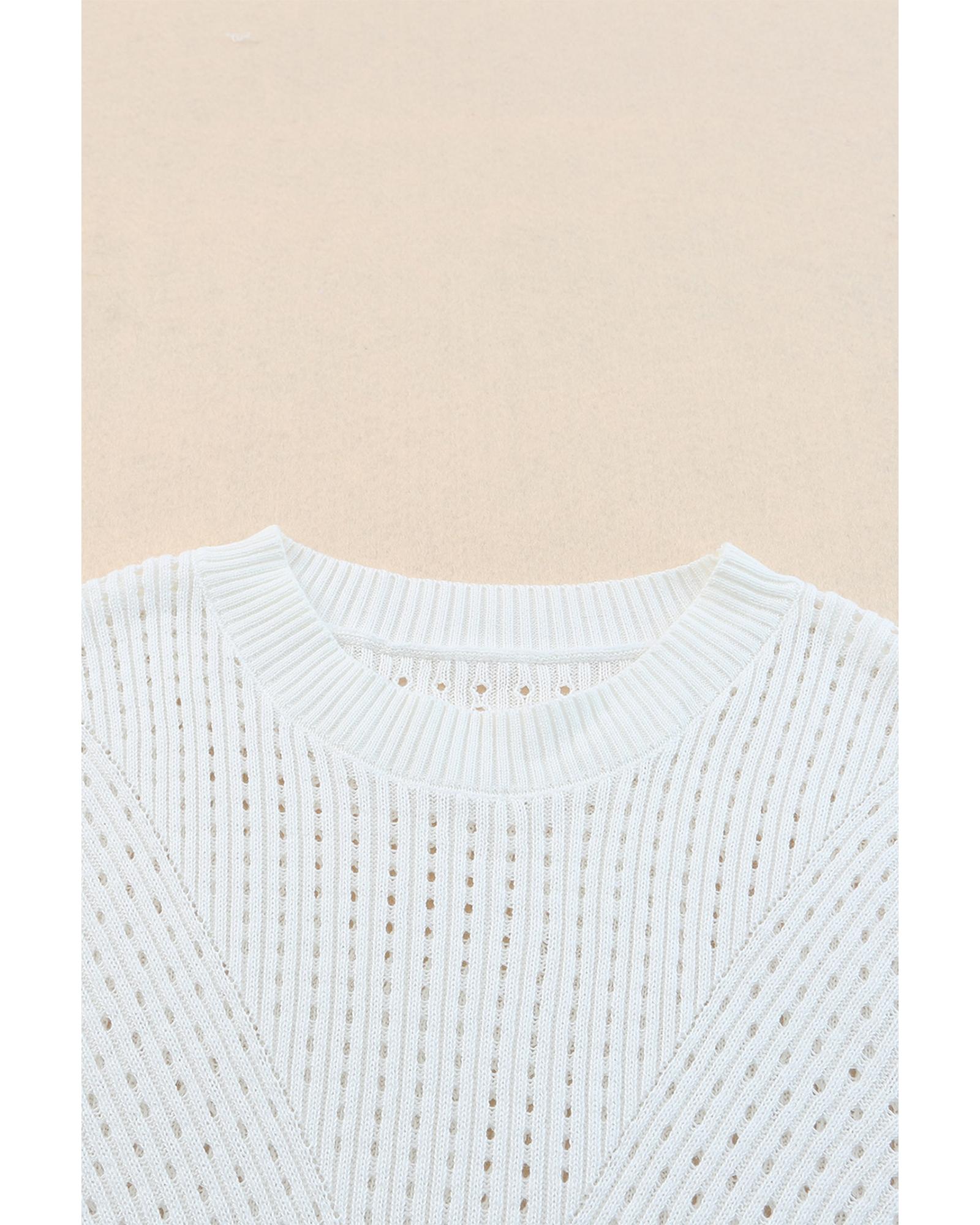Azura Exchange Knitted Hollow-out Short Sleeve T Shirt - 2XL