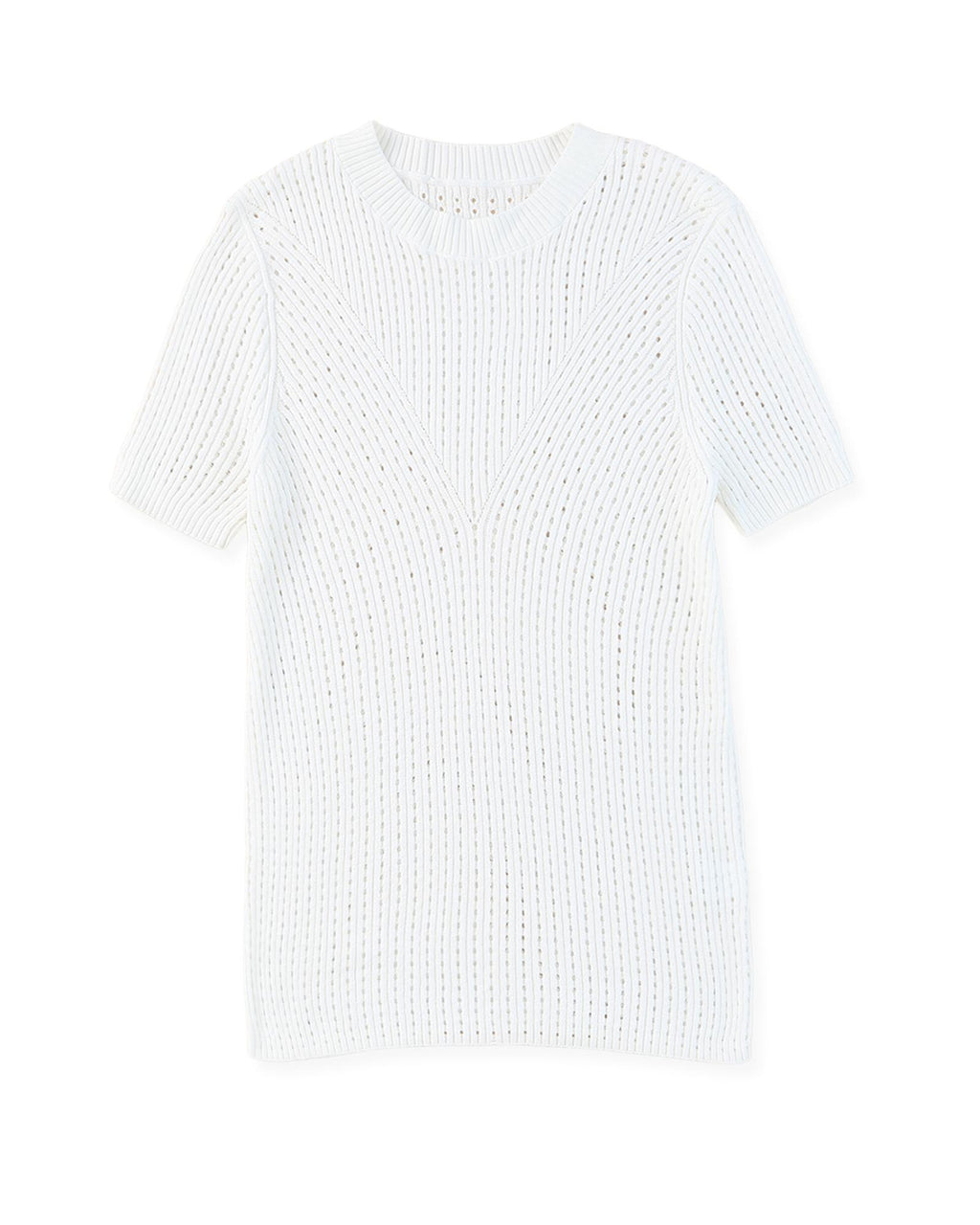 Azura Exchange Knitted Hollow-out Short Sleeve T Shirt - L