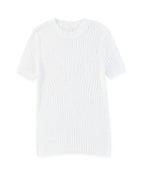 Azura Exchange Knitted Hollow-out Short Sleeve T Shirt - L