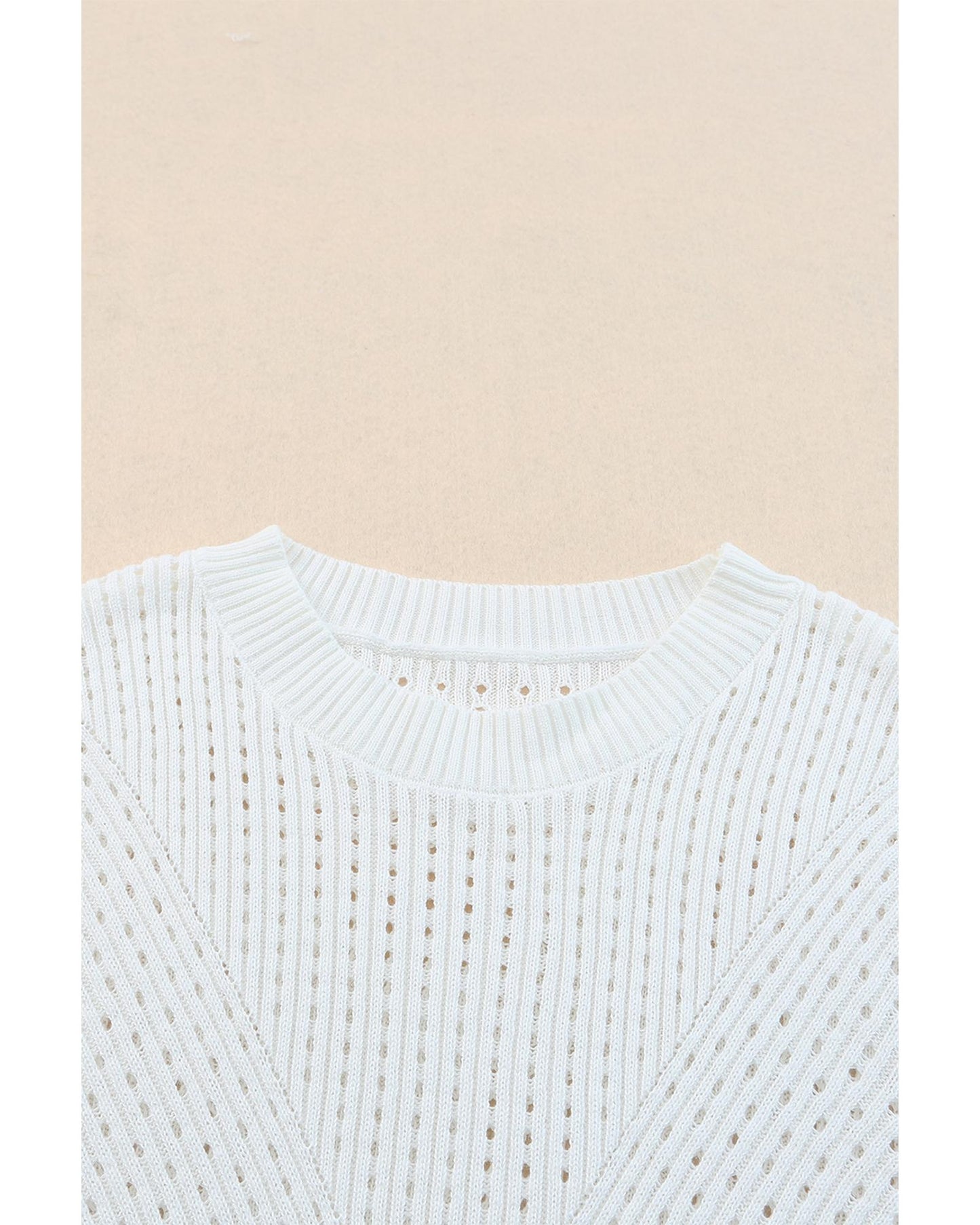 Azura Exchange Knitted Hollow-out Short Sleeve T Shirt - L