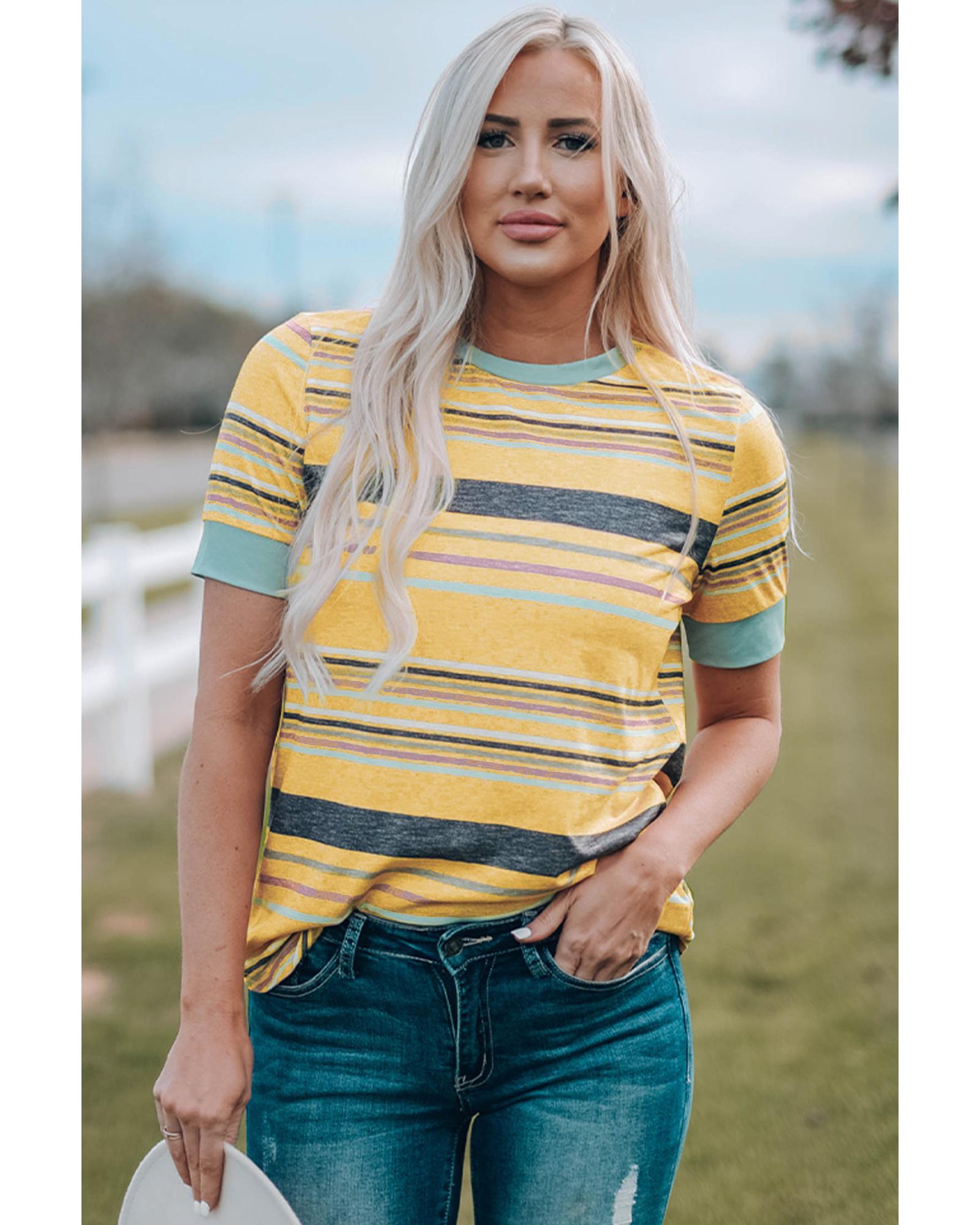 Azura Exchange Luxury Striped Crew Neck T-Shirt - L Secondary image