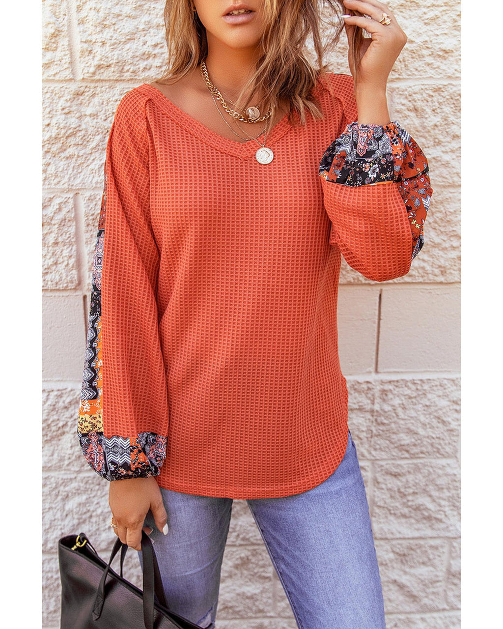 Azura Exchange Eyelet Thermal Knit Top - L