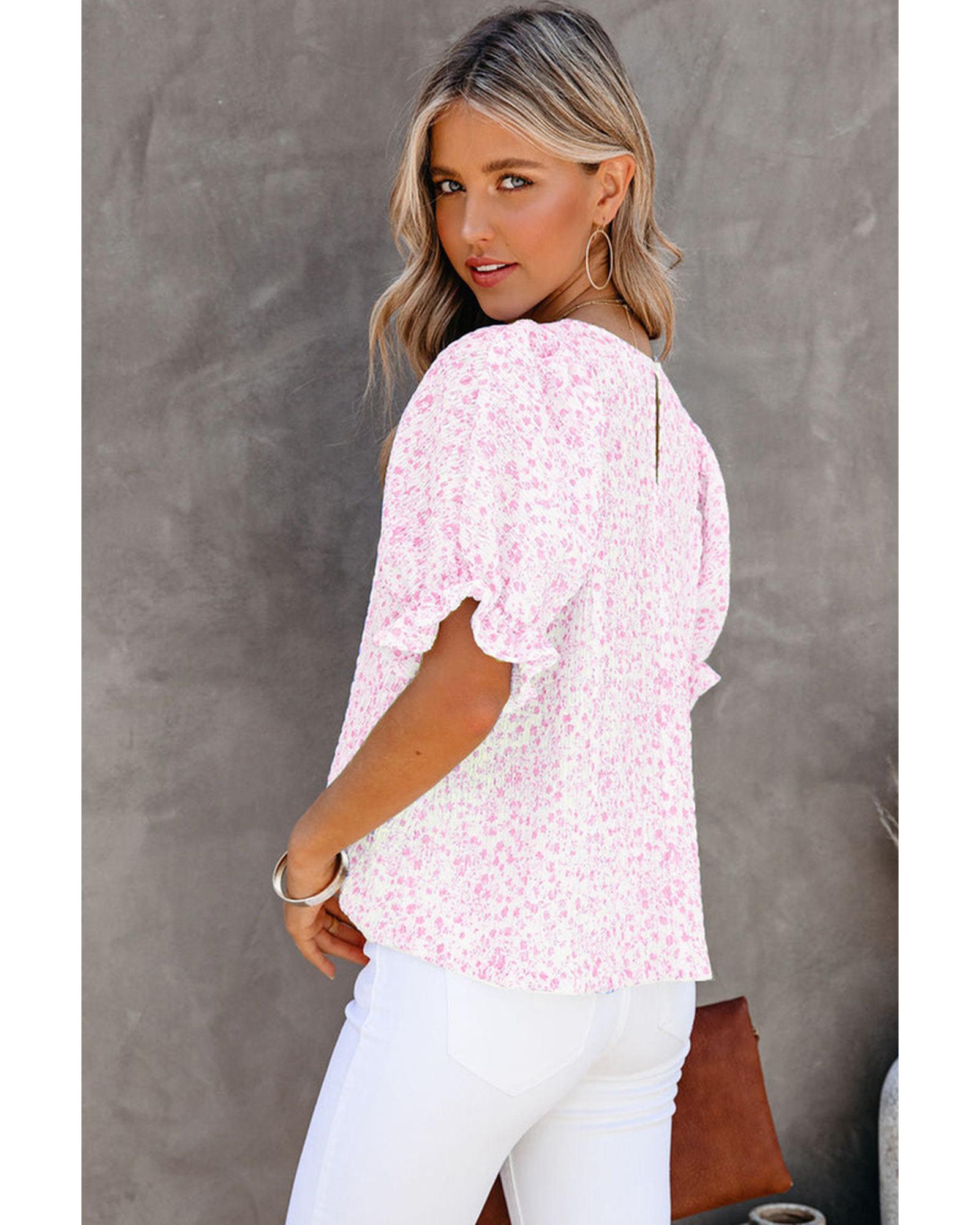 Azura Exchange Smocked Puff Sleeve Blouse - 2XL Secondary image