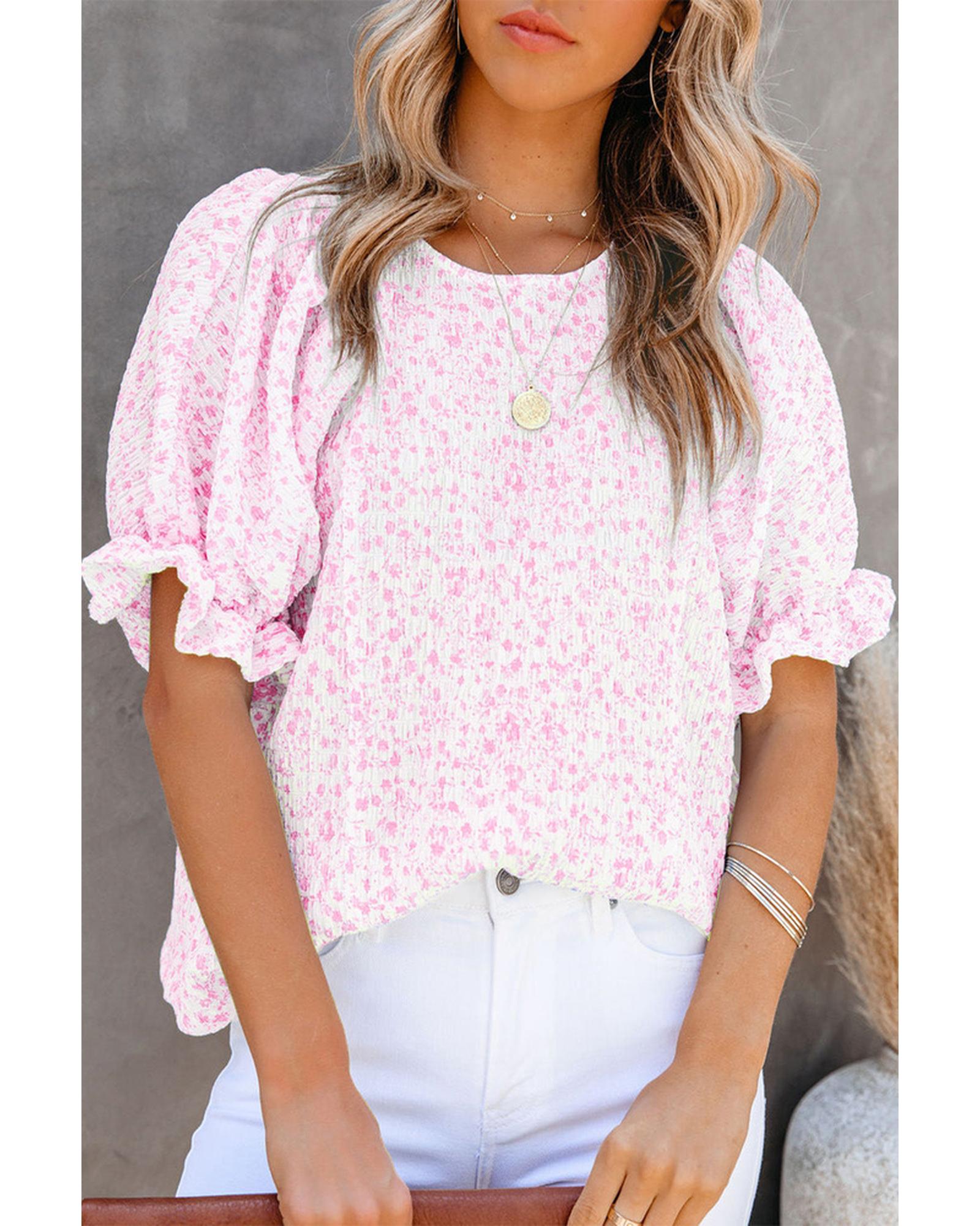 Azura Exchange Smocked Puff Sleeve Blouse - XL Main image