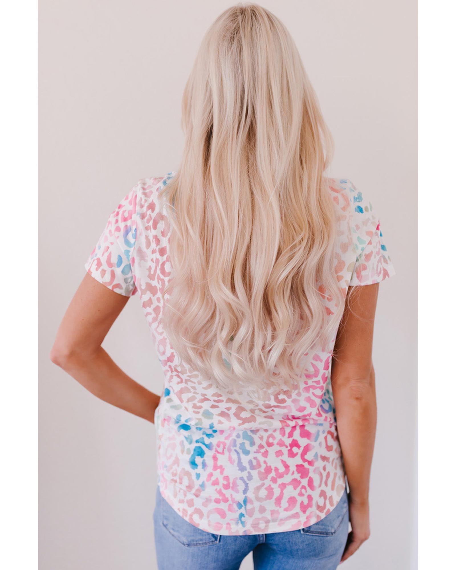 Azura Exchange Leopard V Neck Short Sleeve Top - XL Secondary image