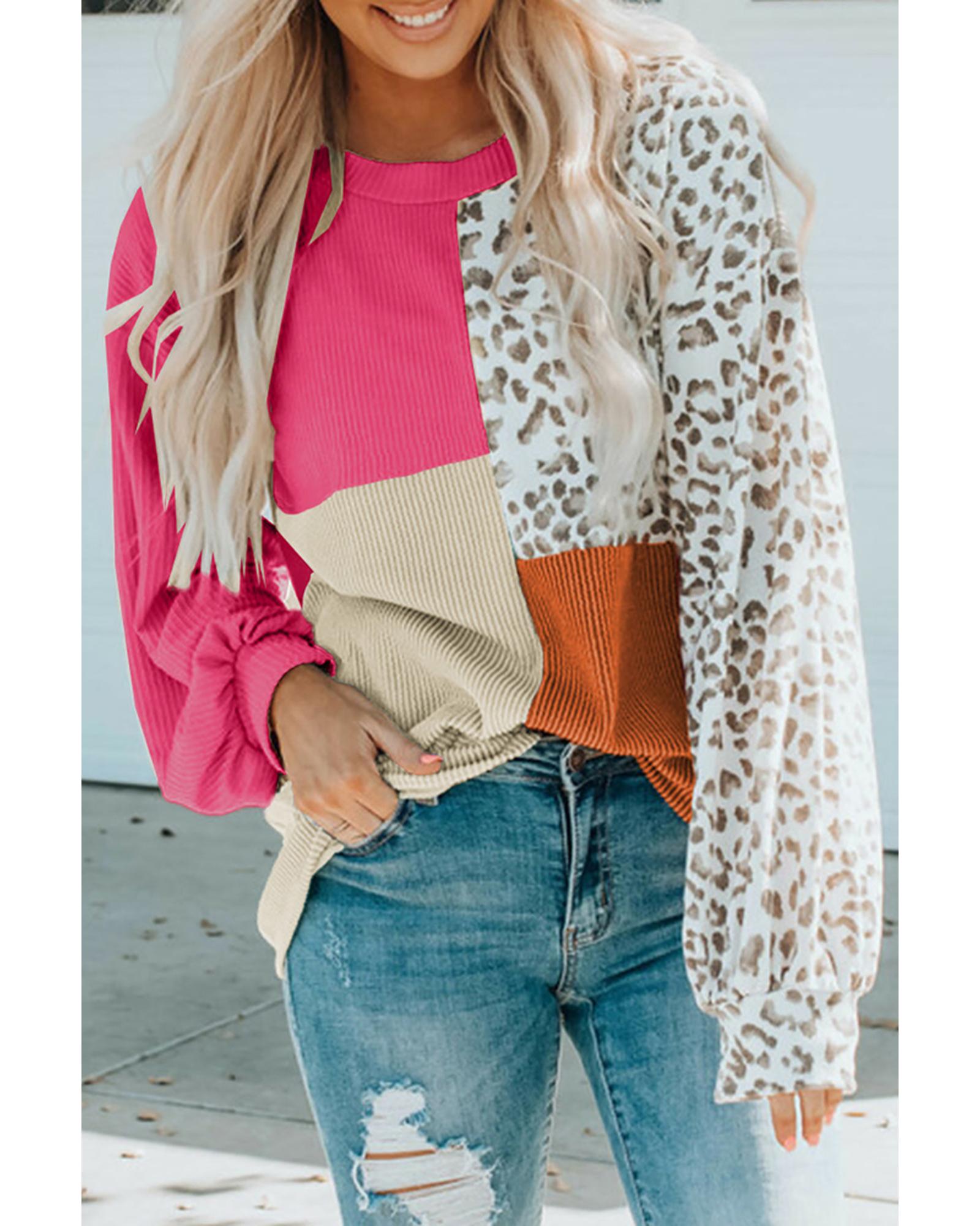 Azura Exchange Patchwork Ribbed Long Sleeve Top - M Main image