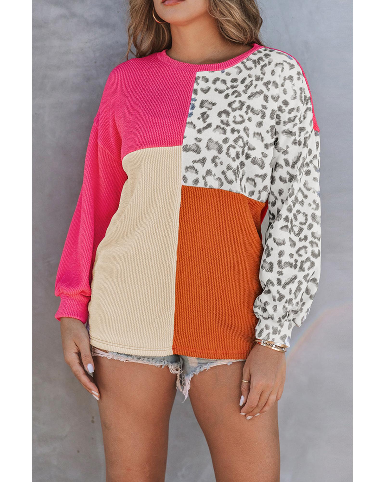 Azura Exchange Patchwork Ribbed Long Sleeve Top - S