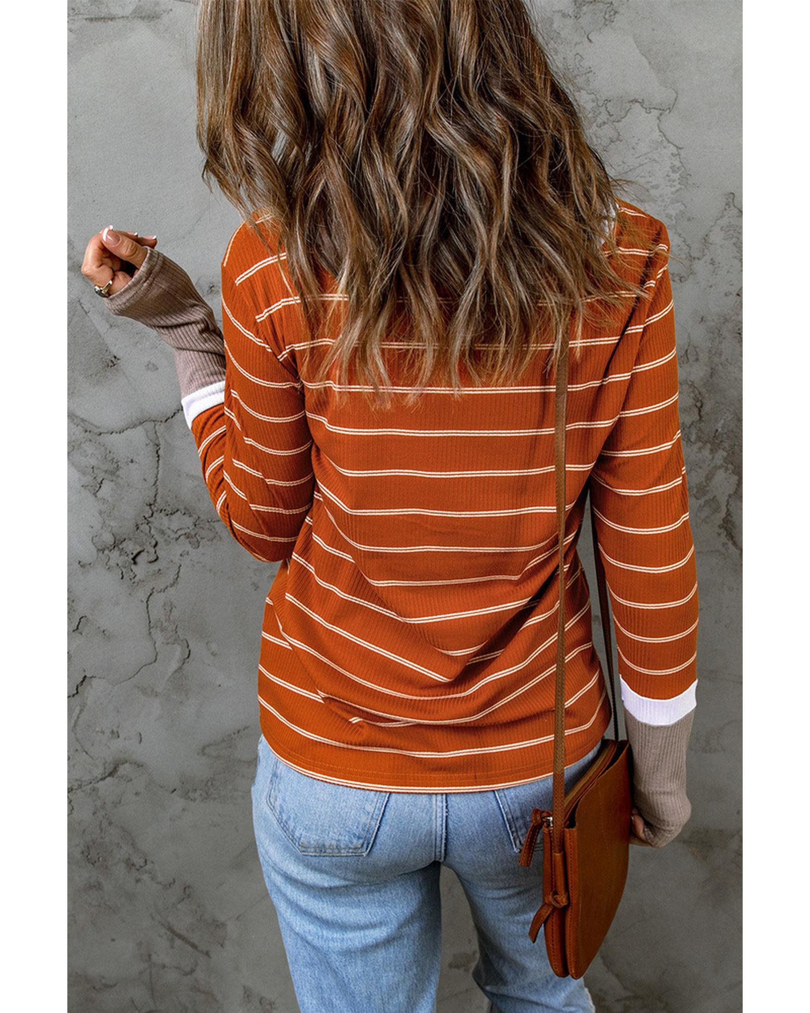 Azura Exchange Color Block Rib Knit Striped Pullover - 2XL Secondary image