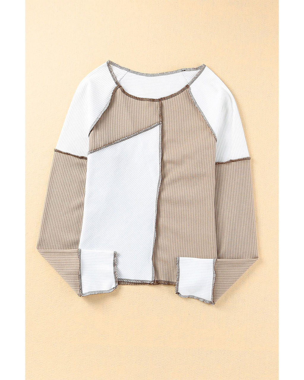 Azura Exchange Color Block Rib Knit Top - 2XL