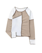 Azura Exchange Color Block Rib Knit Top - 2XL