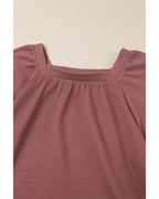 Azura Exchange Puff Sleeve Waffle Knit Top - M