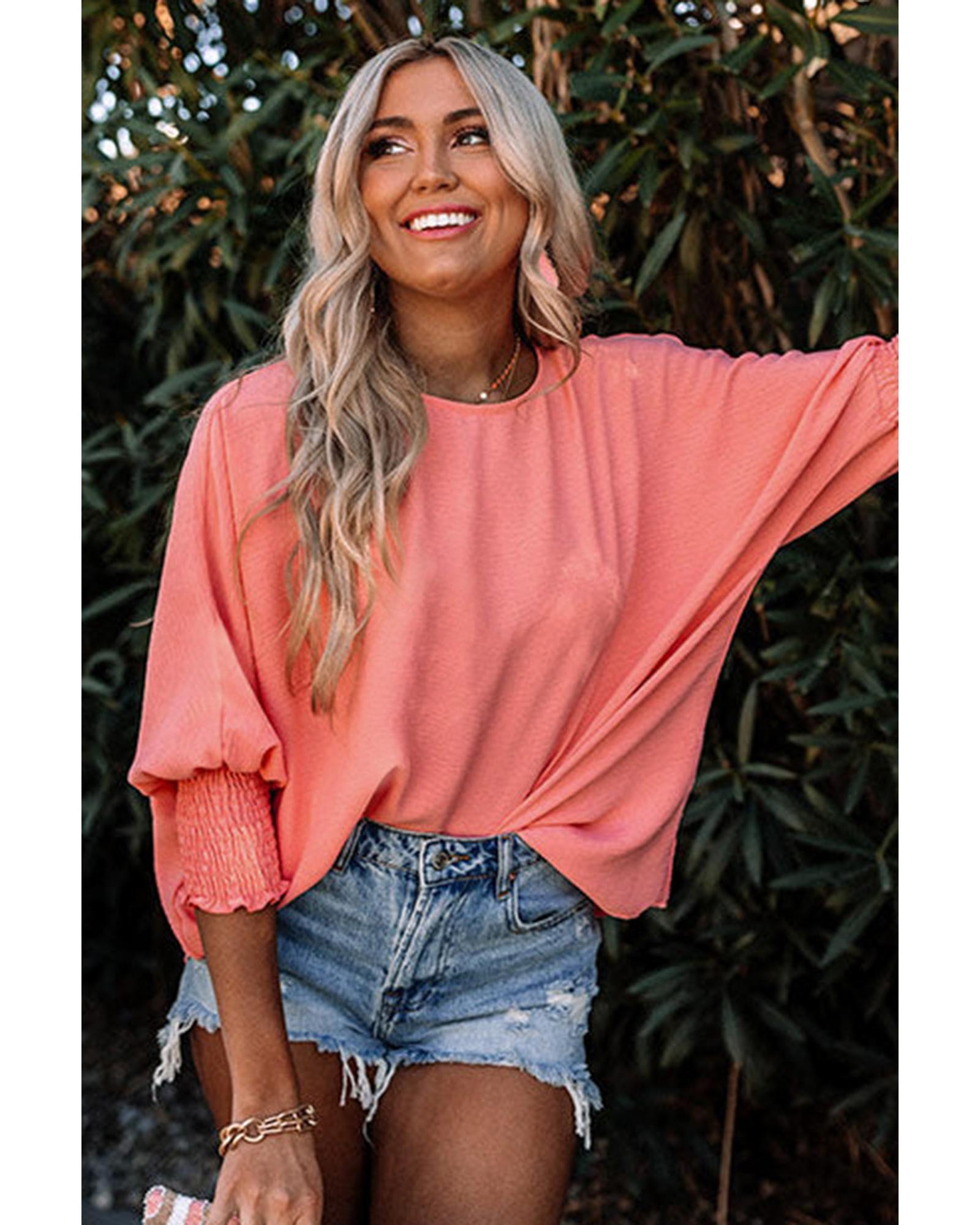 Azura Exchange Shift Top with Smocked Wrist - M Secondary image