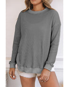 Azura Exchange Ribbed Trim Waffle Knit Top - XL