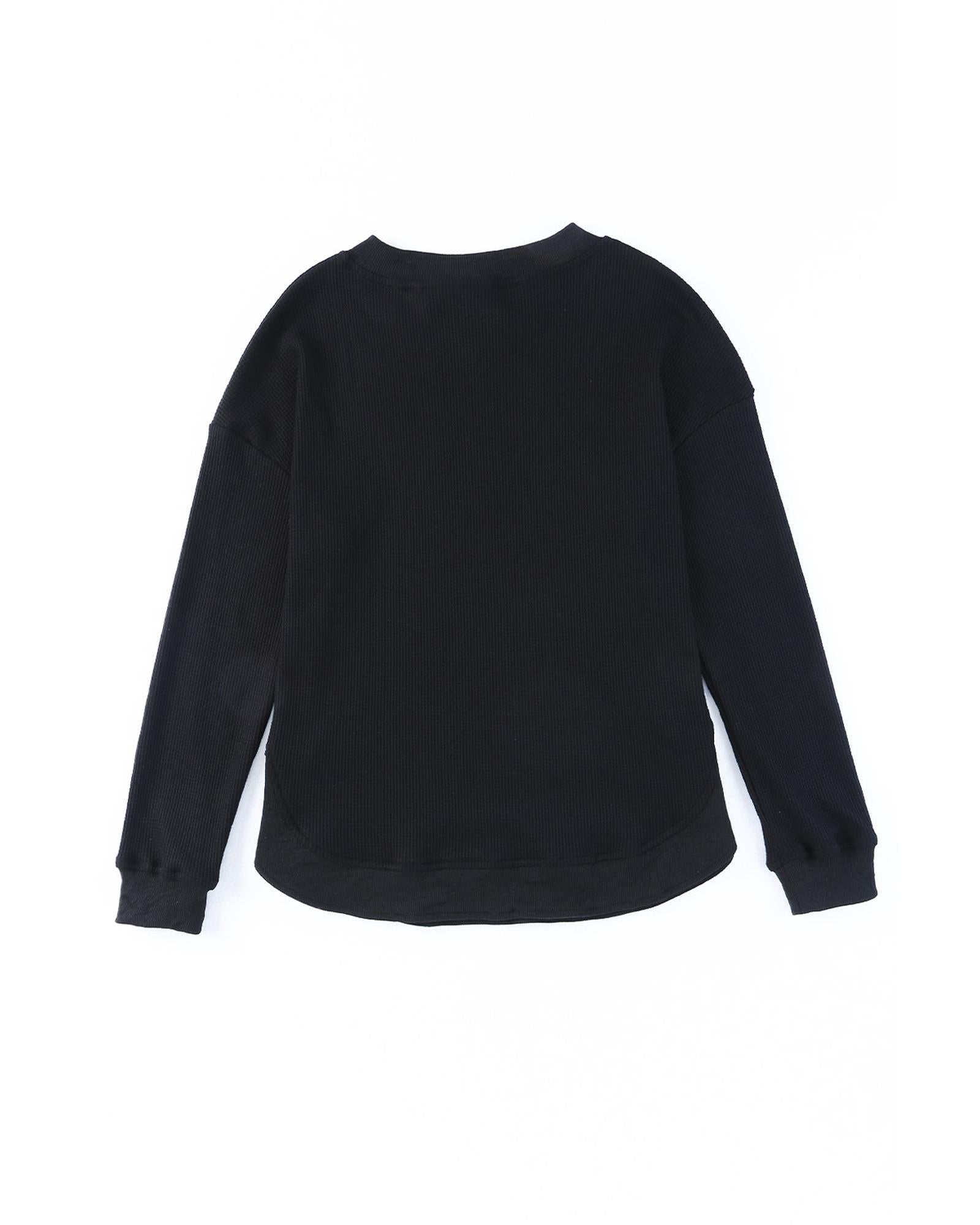 Azura Exchange Ribbed Trim Waffle Knit Top - M Secondary image