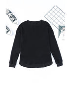 Azura Exchange Ribbed Trim Waffle Knit Top - M