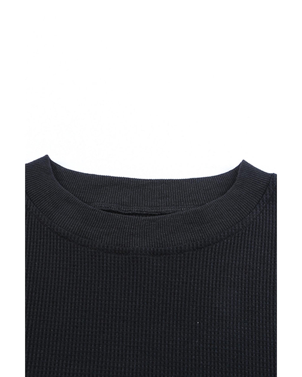 Azura Exchange Ribbed Trim Waffle Knit Top - M