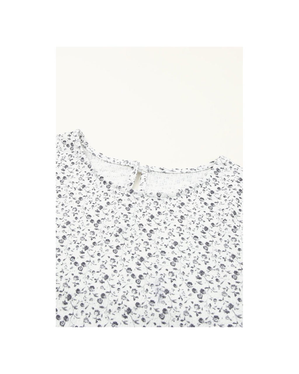 Azura Exchange Floral Printed Crinkled Ruffled Bubble Sleeve Blouse - M
