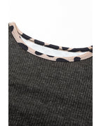 Azura Exchange Leopard Contrast Trim Knit Top - M