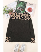Azura Exchange Leopard Contrast Trim Knit Top - M