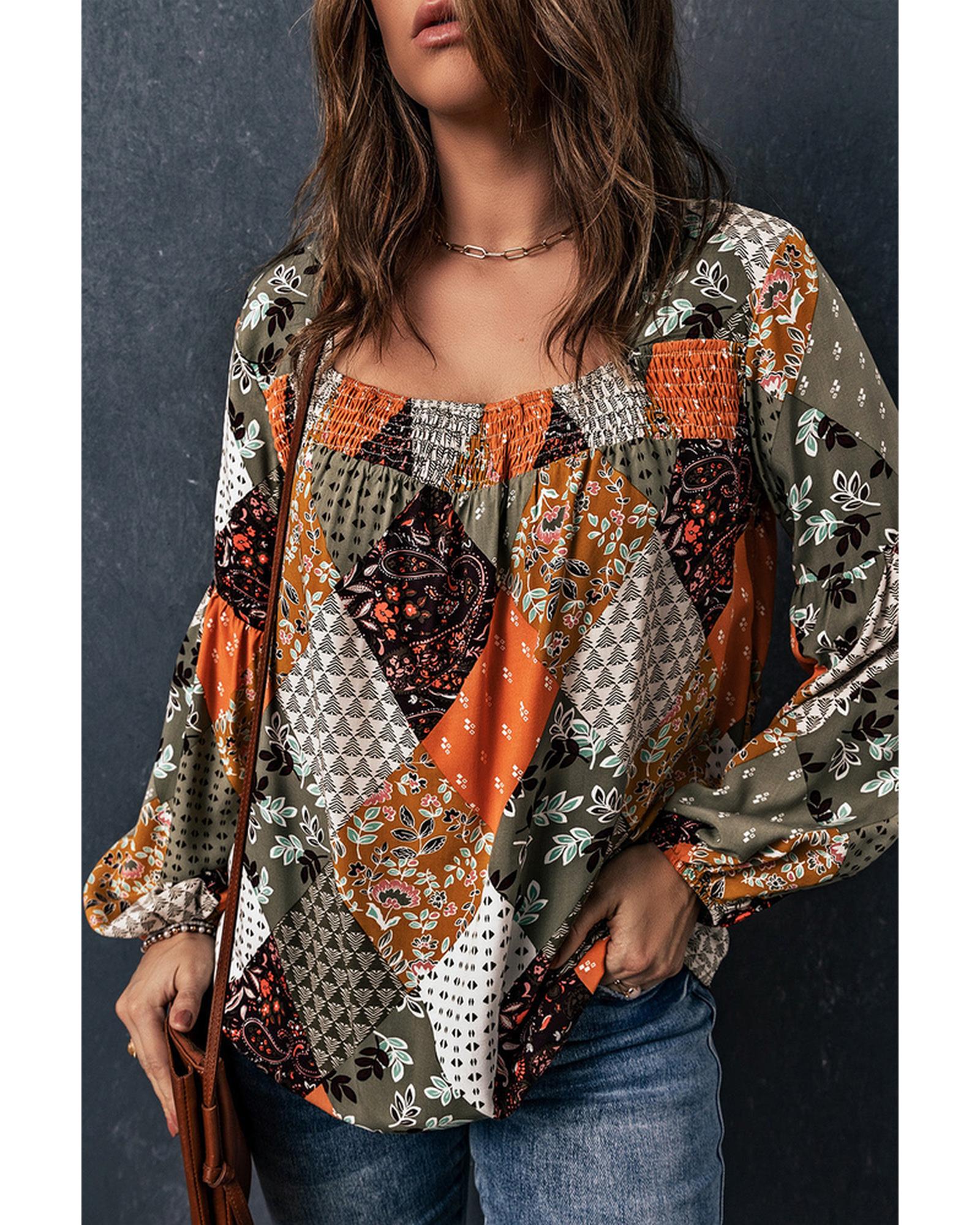 Azura Exchange Mixed Print Blouse - M