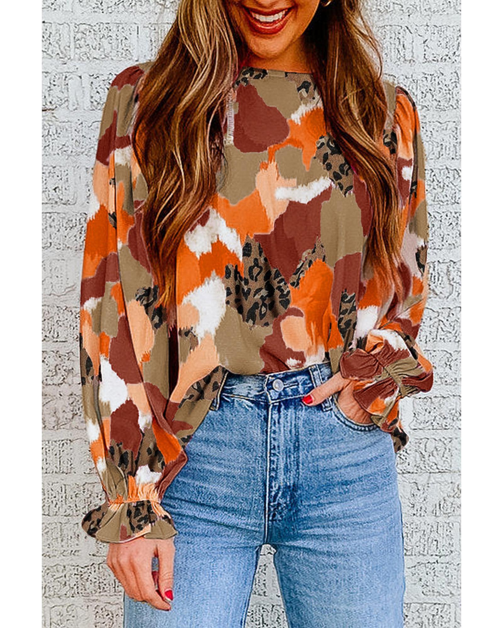 Azura Exchange Printed Long Sleeve Blouse - XL Main image