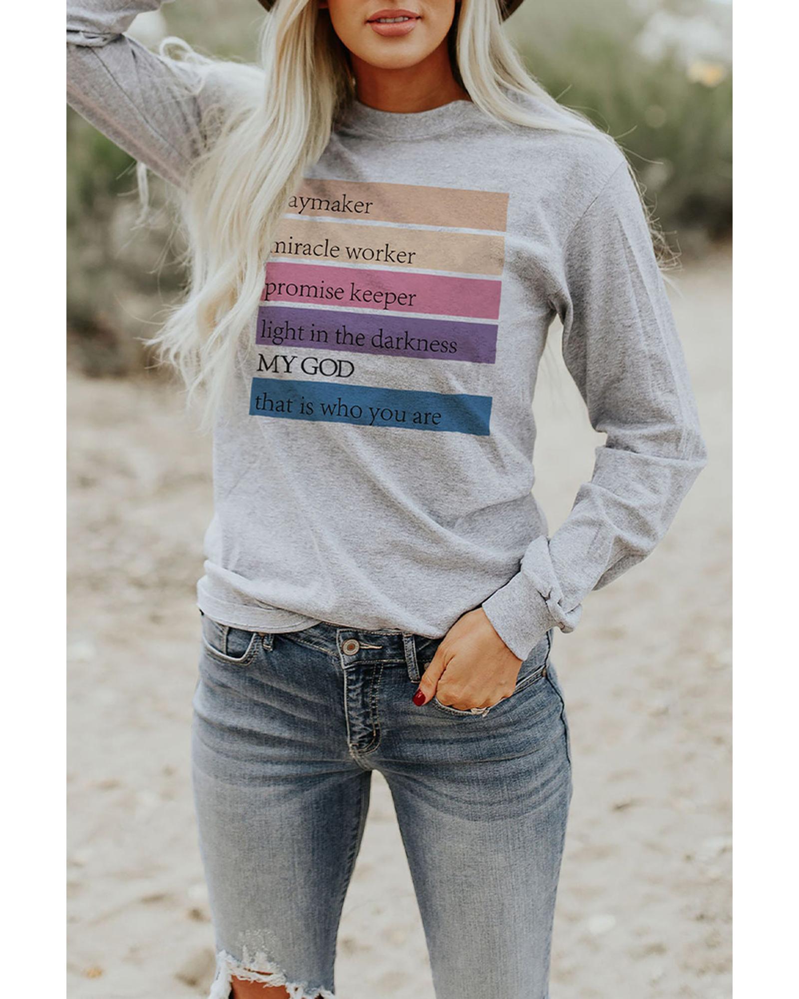 Azura Exchange Positive Words Print Long Sleeve Top - S Main image