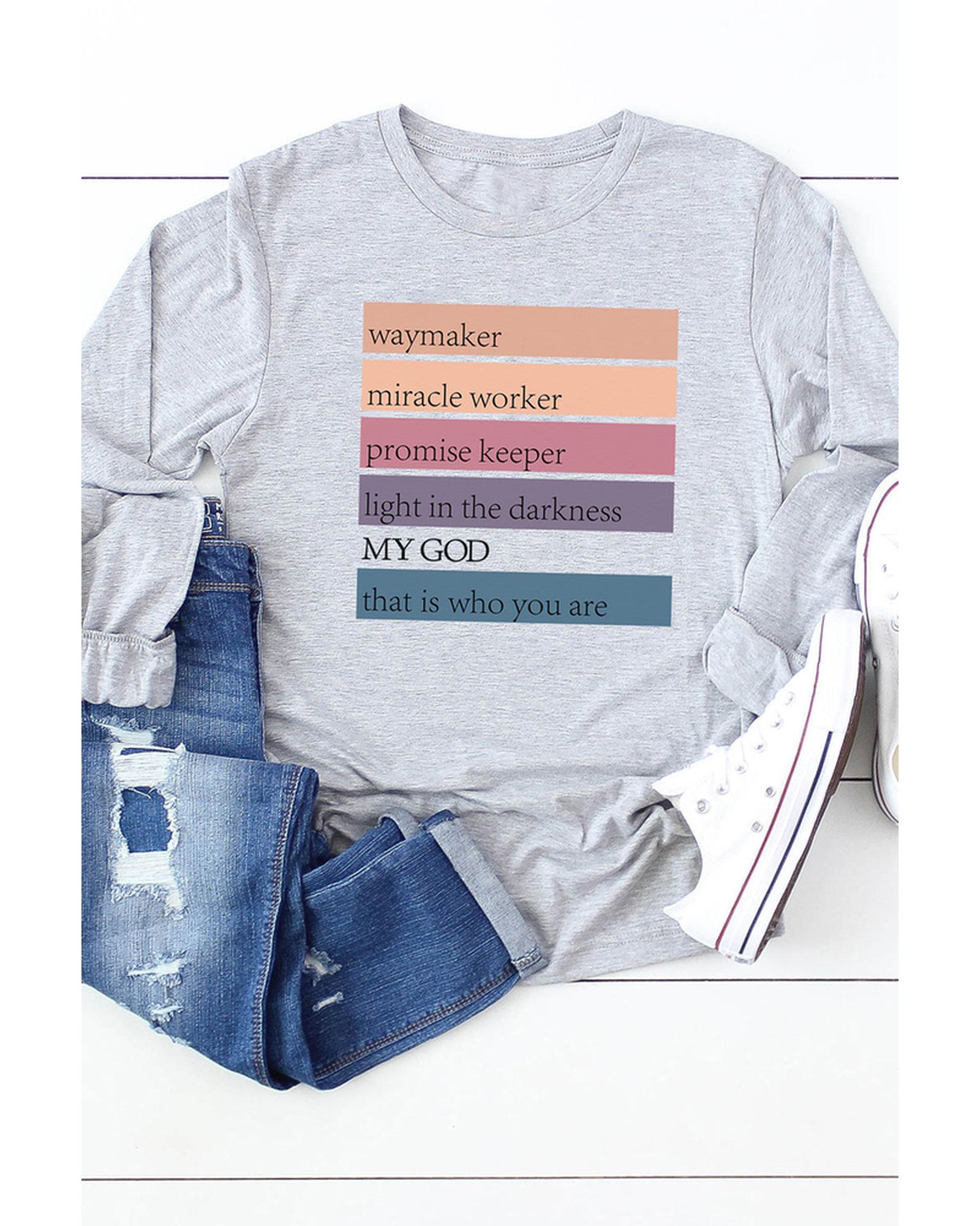 Azura Exchange Positive Words Print Long Sleeve Top - S Secondary image