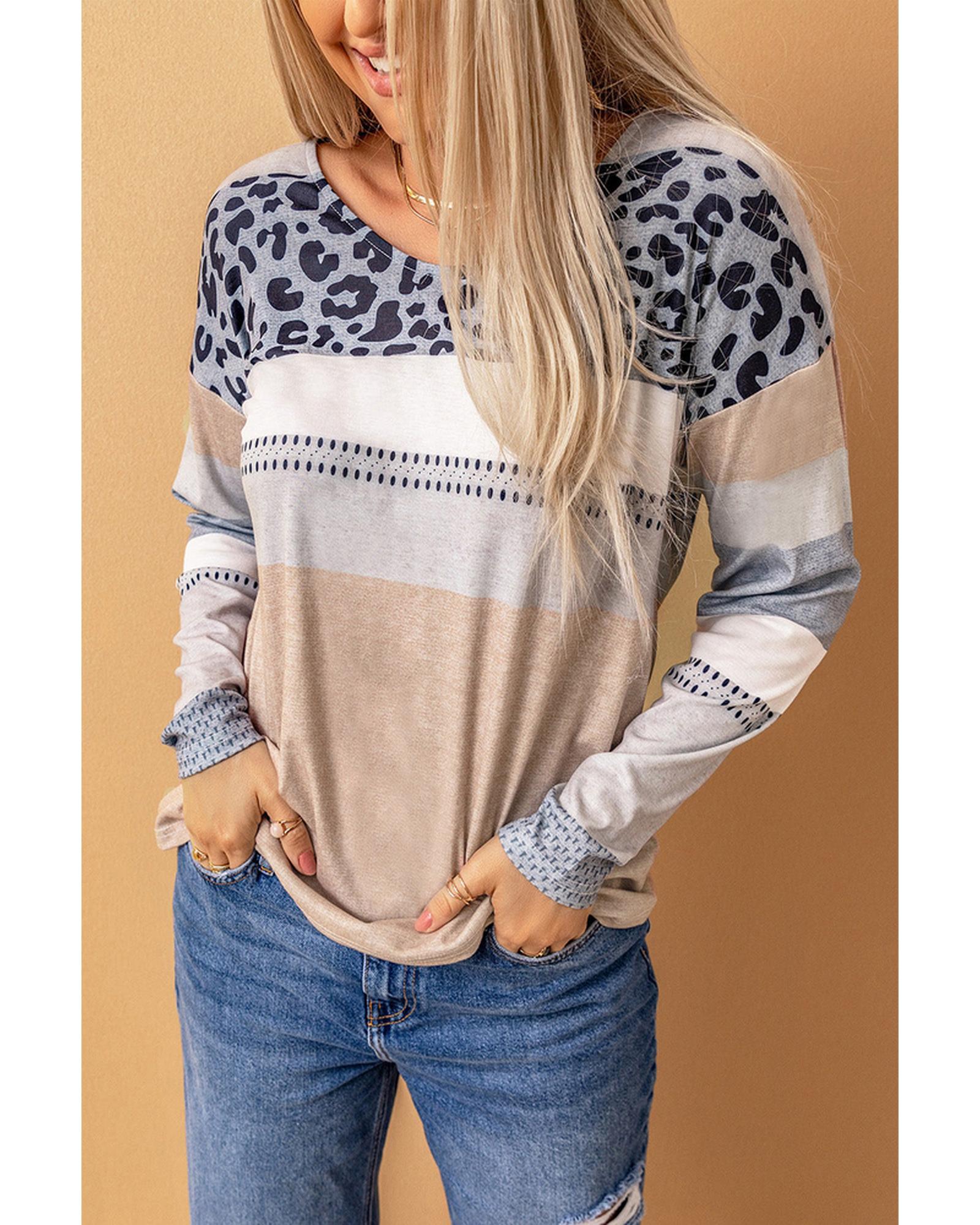 Azura Exchange Leopard Print V-Neck Top - S Main image