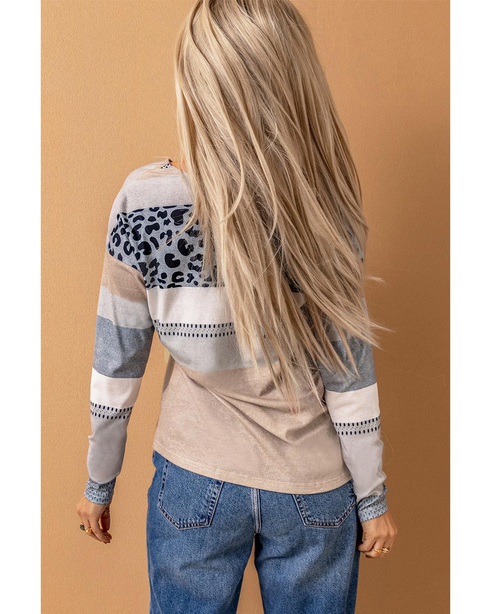 Azura Exchange Leopard Print V-Neck Top - S Secondary image