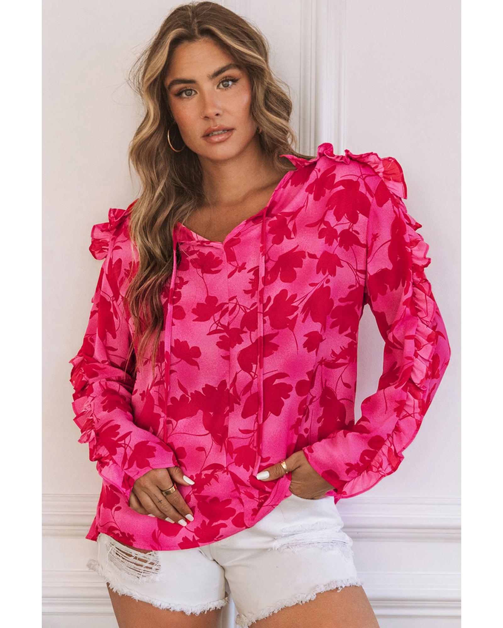 Azura Exchange Ruffled Floral Print Blouse - S Main image