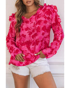 Azura Exchange Ruffled Floral Print Blouse - S