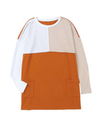 Azura Exchange Color Block Patchwork Long Sleeve Top - M