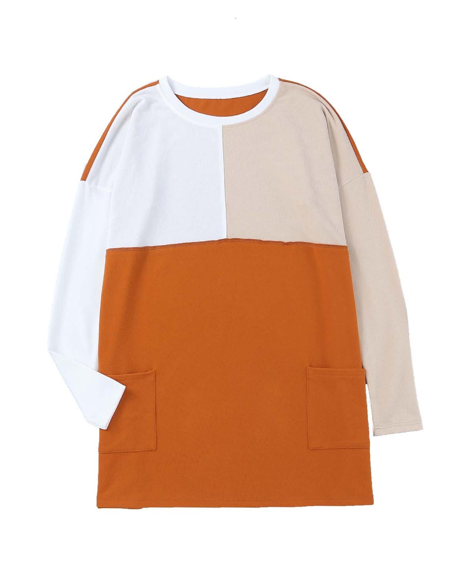 Azura Exchange Color Block Patchwork Long Sleeve Top - M