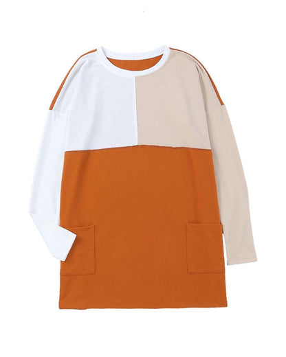 Azura Exchange Color Block Patchwork Long Sleeve Top - M