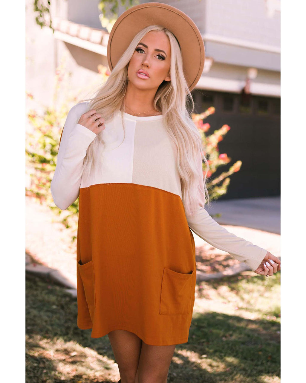 Azura Exchange Color Block Patchwork Long Sleeve Top - M