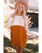 Azura Exchange Color Block Patchwork Long Sleeve Top - M