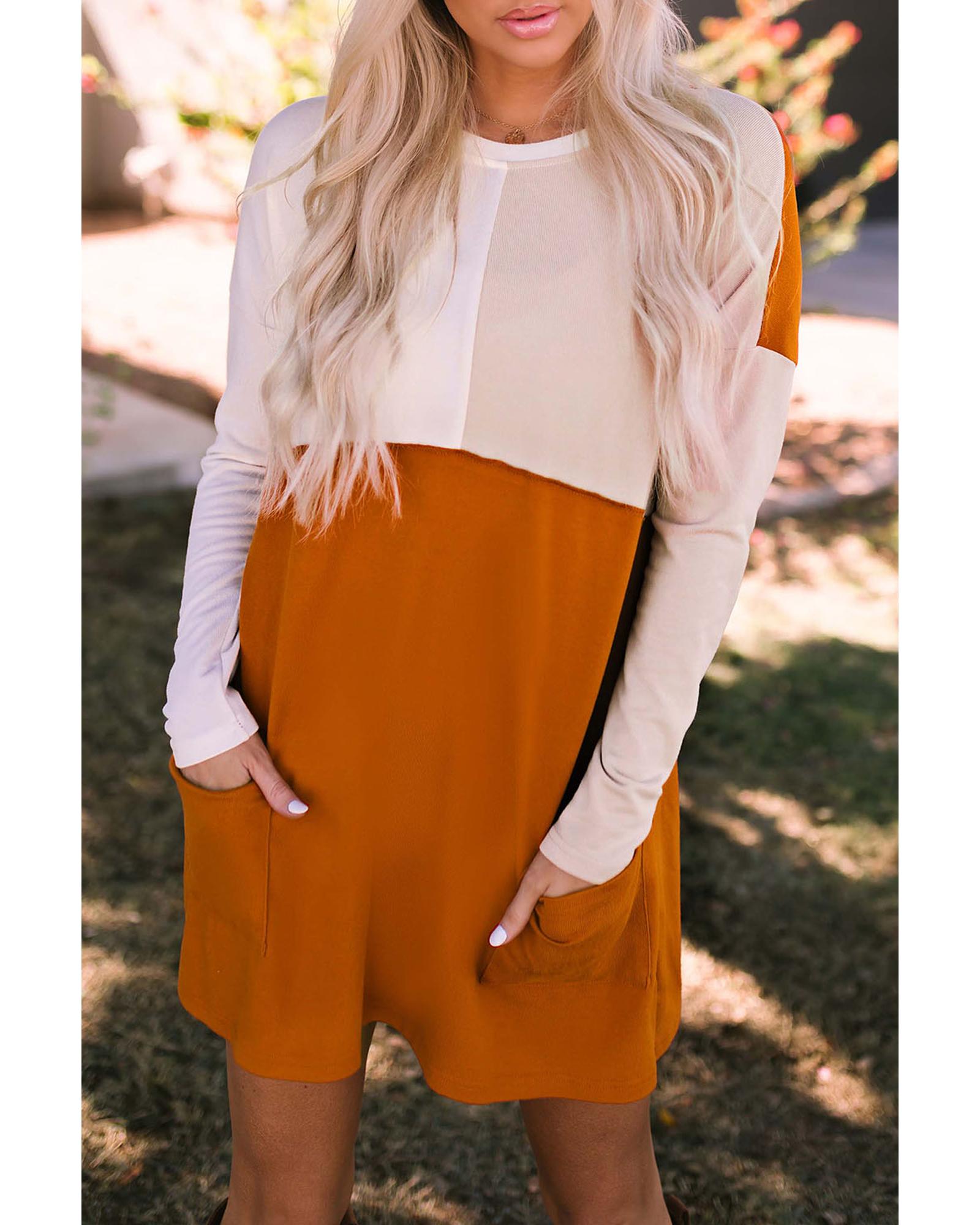 Azura Exchange Color Block Patchwork Long Sleeve Top - S Main image