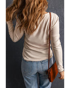 Azura Exchange Lace Crochet V Neck Long Sleeve Top - S