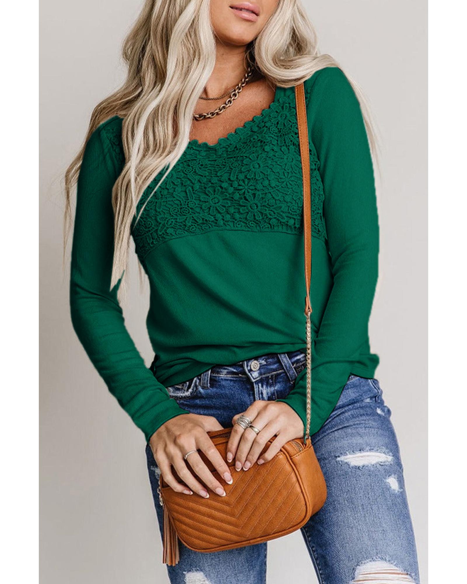Azura Exchange Lace Crochet V Neck Top - L Main image