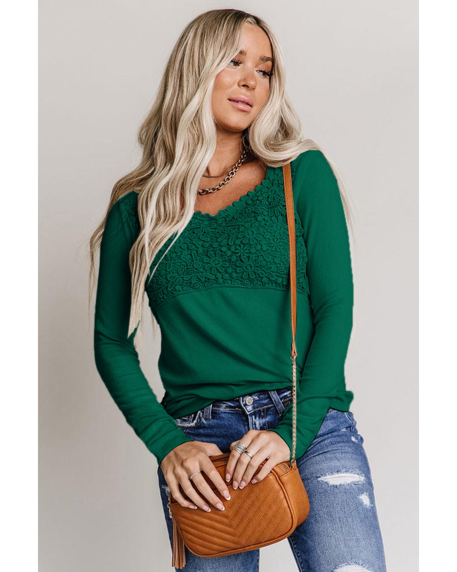 Azura Exchange Lace Crochet V Neck Top - L Secondary image
