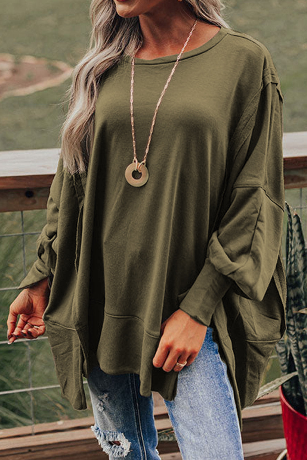 Azura Exchange Oversized Patchwork Drop Shoulder Top - M Main image