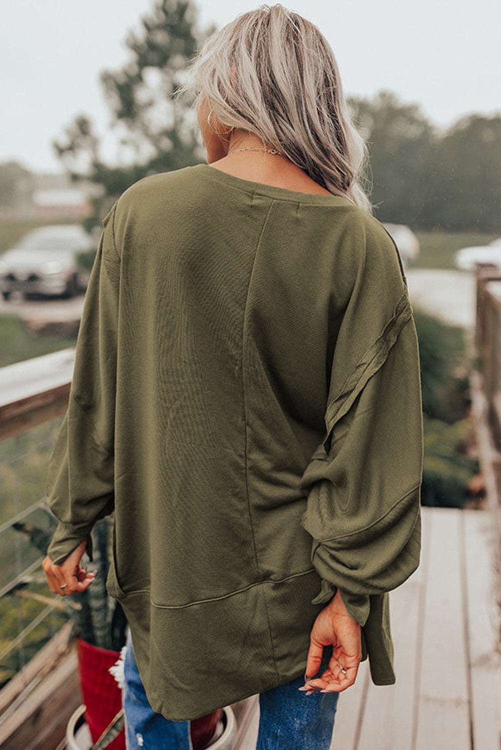 Azura Exchange Oversized Patchwork Drop Shoulder Top - S Secondary image