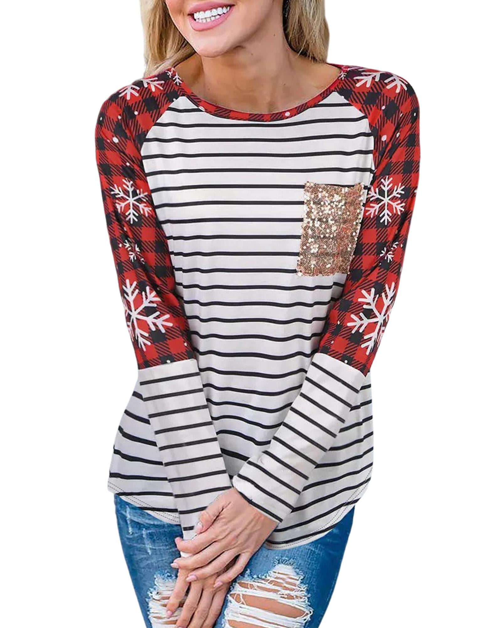 Azura Exchange Christmas Striped Patchwork Long Sleeve Top - L Secondary image