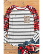 Azura Exchange Christmas Striped Patchwork Long Sleeve Top - M