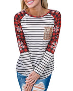 Azura Exchange Christmas Striped Patchwork Long Sleeve Top - S