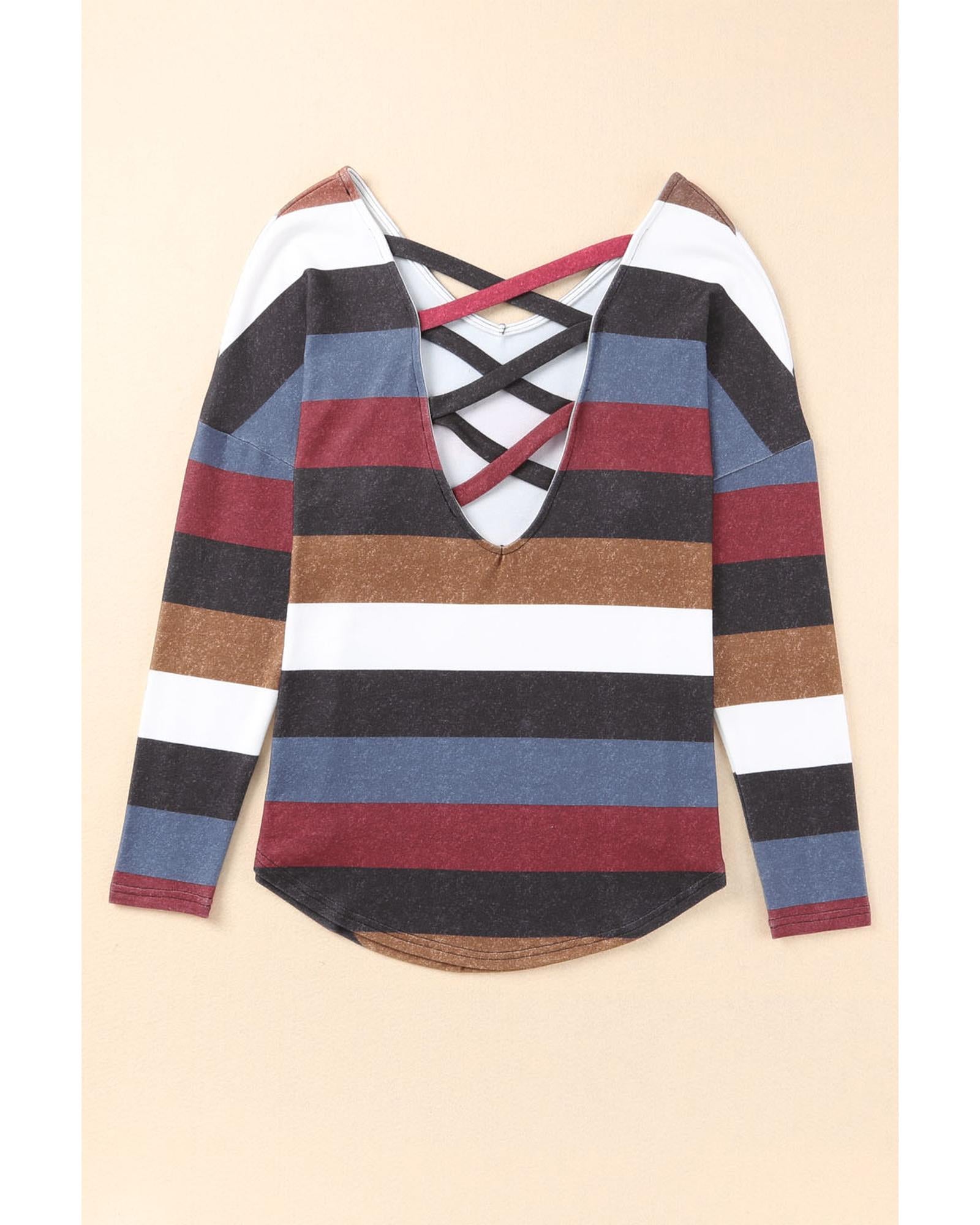 Azura Exchange Crisscross Back Long Sleeve Top - M Secondary image