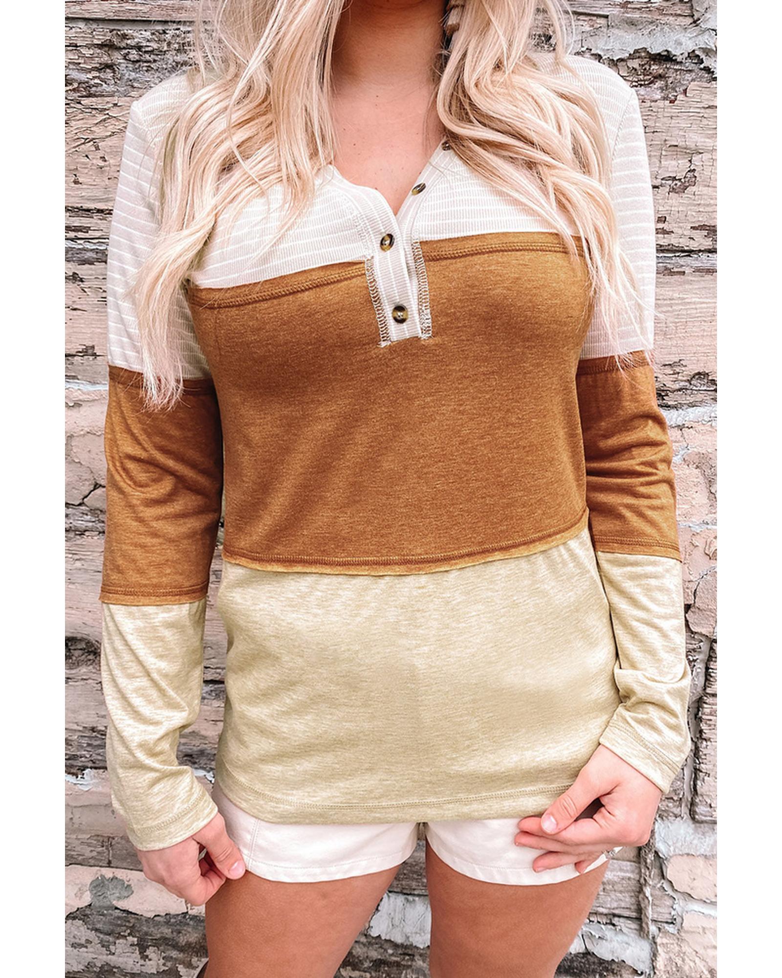Azura Exchange Color Block Henley Top - L Main image