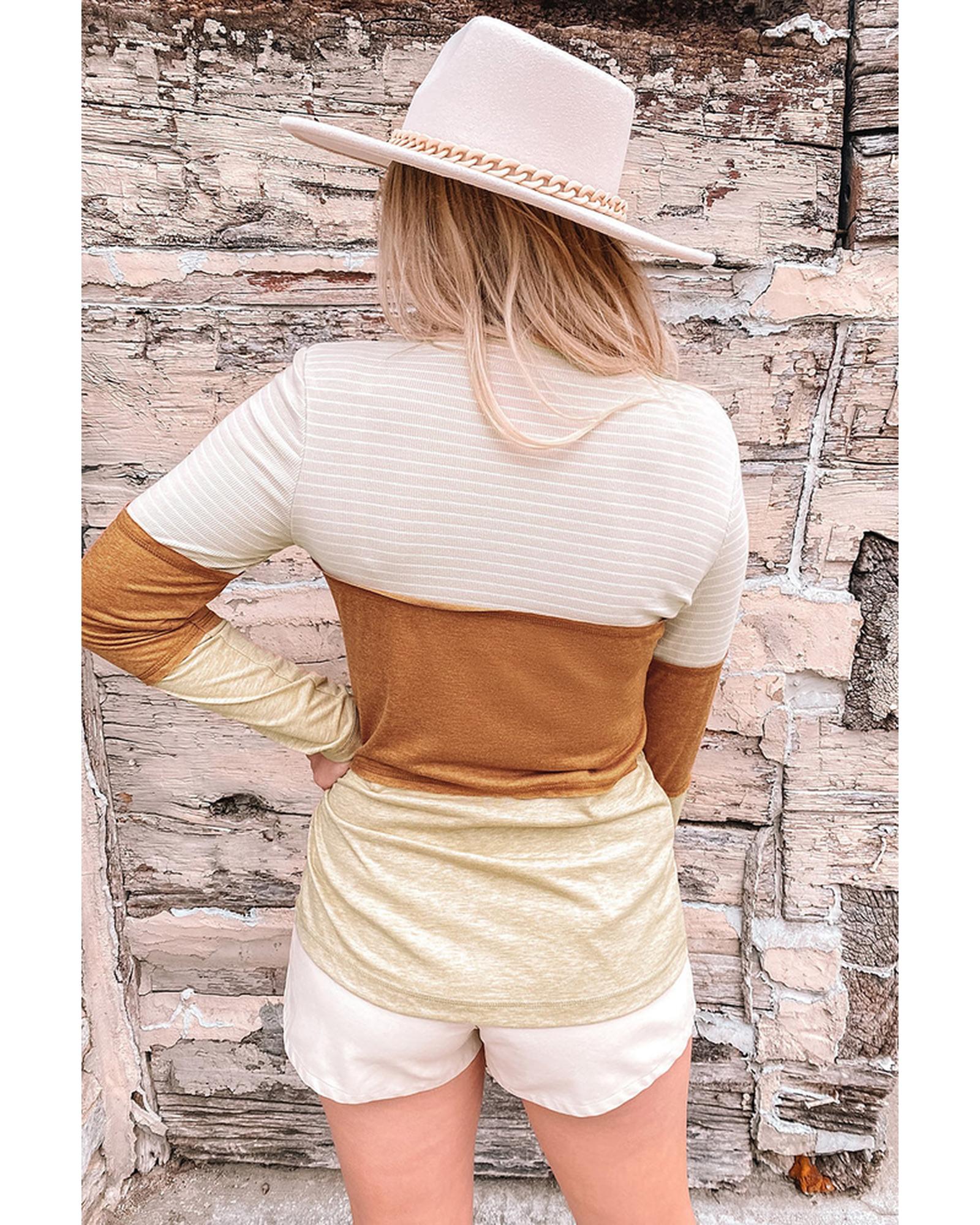 Azura Exchange Color Block Henley Top - L Secondary image