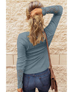 Azura Exchange Lace Hem Sleeve Button Top - 2XL