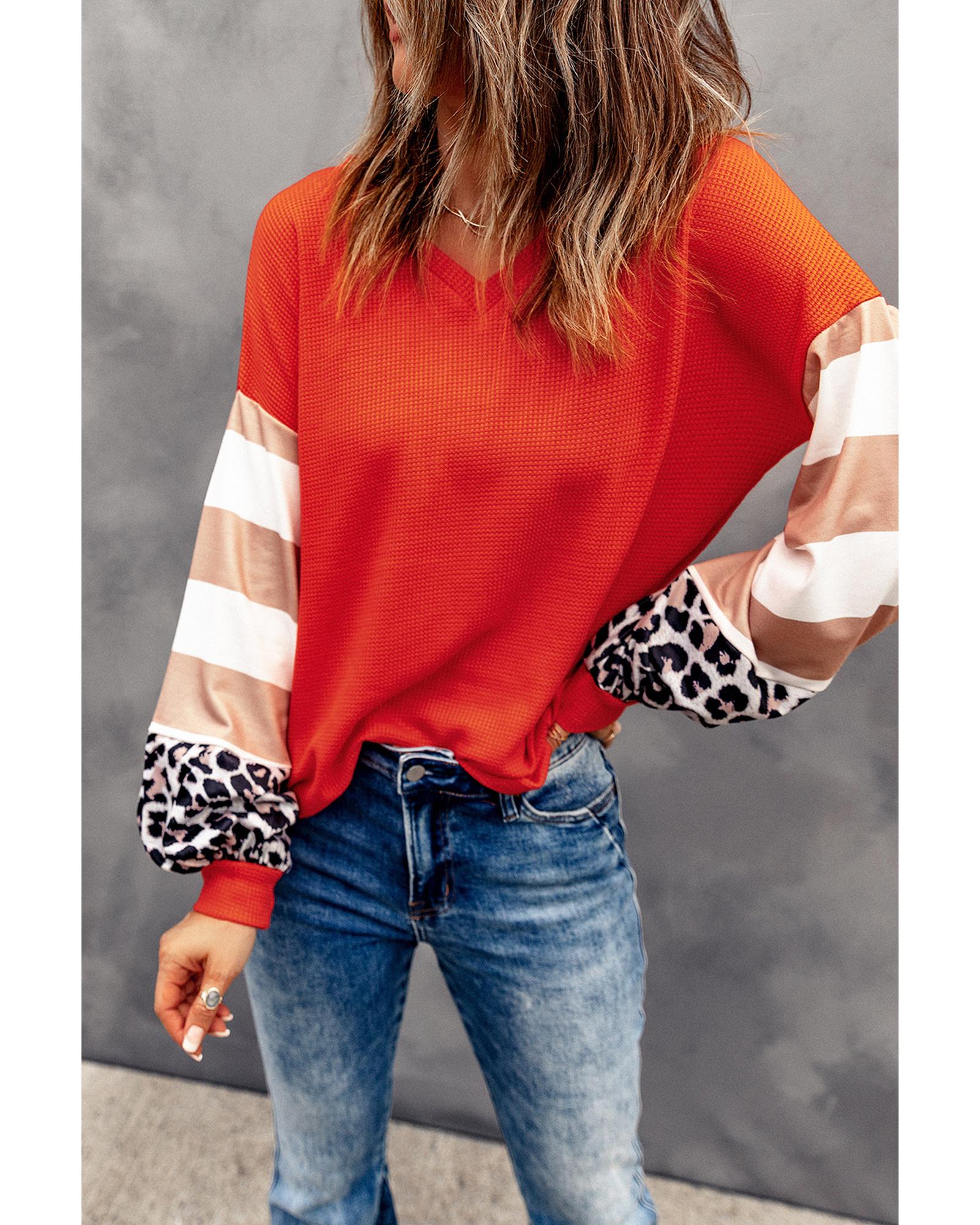 Azura Exchange Leopard Stripe Lantern Sleeve Top - M Main image